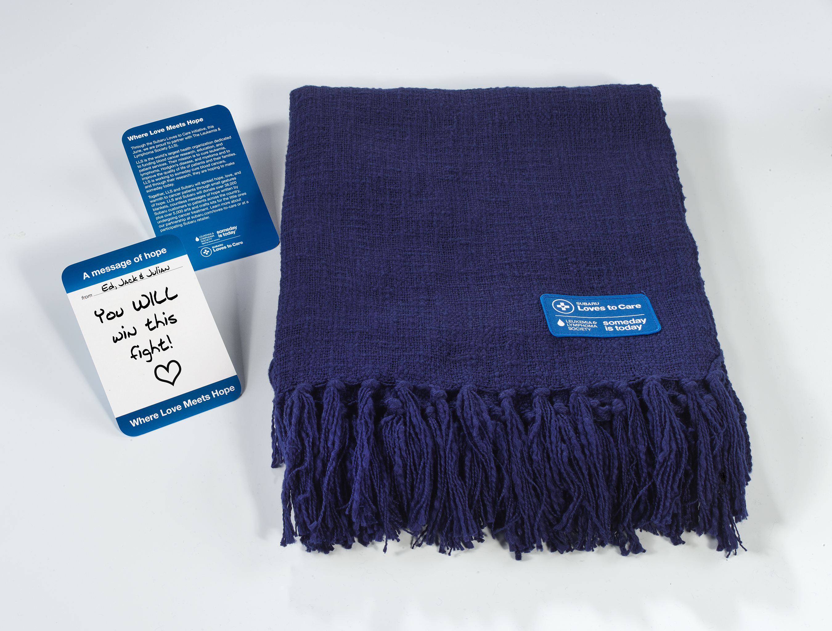 Subaru visitors can share personalized messages of hope to cancer patients in their communities, which will be delivered alongside blankets that provide comfort and warmth.